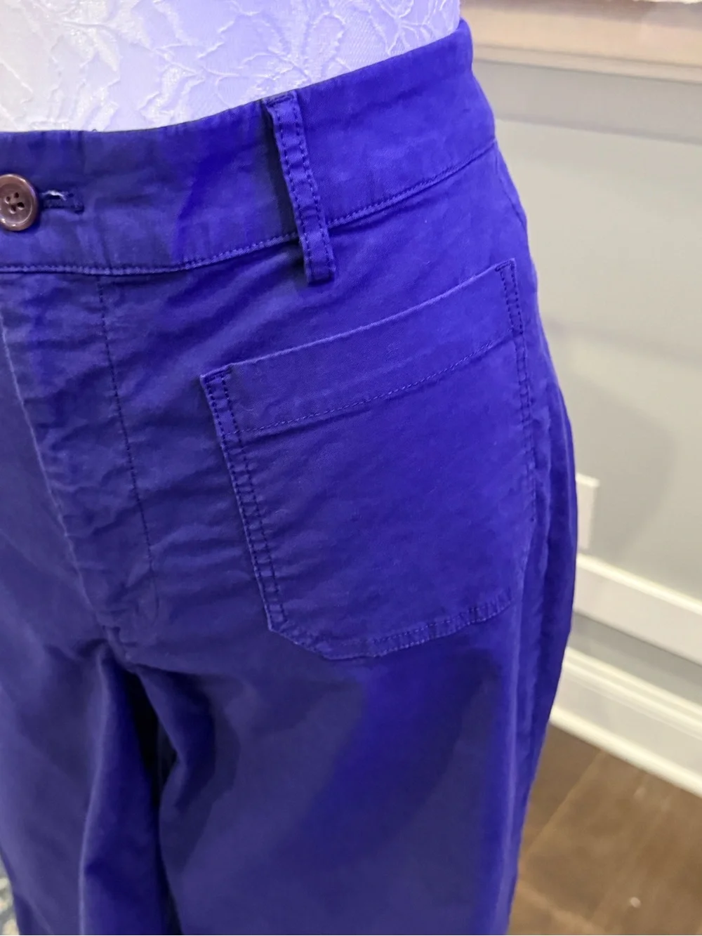 J.Crew Cobalt Blue Wide Leg Crop Utility Pants Size 30 High Rise Patch Pocket